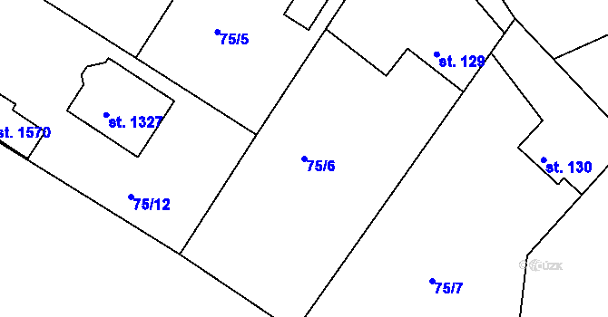 Parcela st. 75/6 v KÚ Těptín, Katastrální mapa