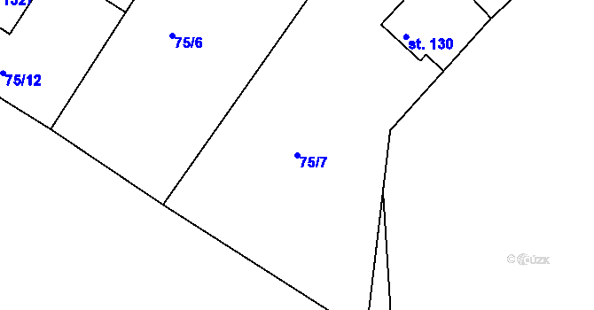Parcela st. 75/7 v KÚ Těptín, Katastrální mapa