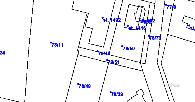 Parcela st. 78/49 v KÚ Těptín, Katastrální mapa