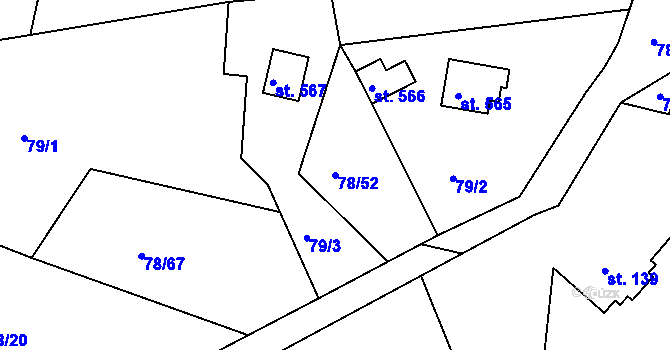 Parcela st. 78/52 v KÚ Těptín, Katastrální mapa