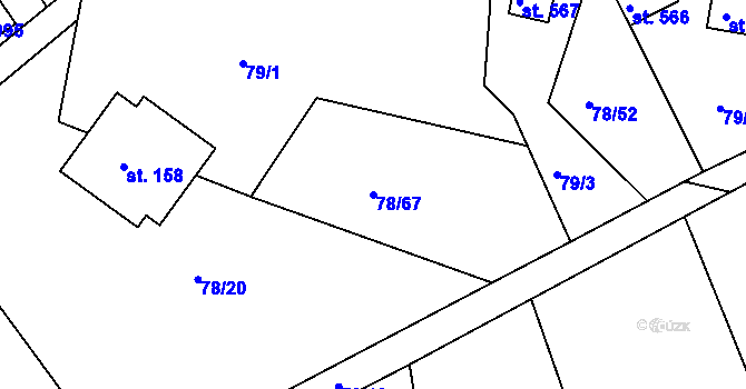 Parcela st. 78/67 v KÚ Těptín, Katastrální mapa