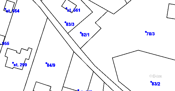 Parcela st. 83/4 v KÚ Těptín, Katastrální mapa