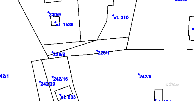 Parcela st. 228/1 v KÚ Těptín, Katastrální mapa