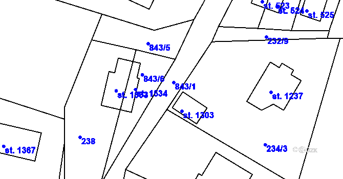 Parcela st. 234/5 v KÚ Těptín, Katastrální mapa