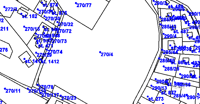 Parcela st. 270/4 v KÚ Těptín, Katastrální mapa