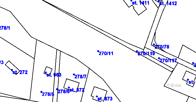 Parcela st. 270/11 v KÚ Těptín, Katastrální mapa