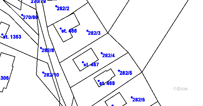 Parcela st. 282/4 v KÚ Těptín, Katastrální mapa