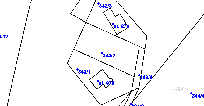 Parcela st. 343/2 v KÚ Těptín, Katastrální mapa