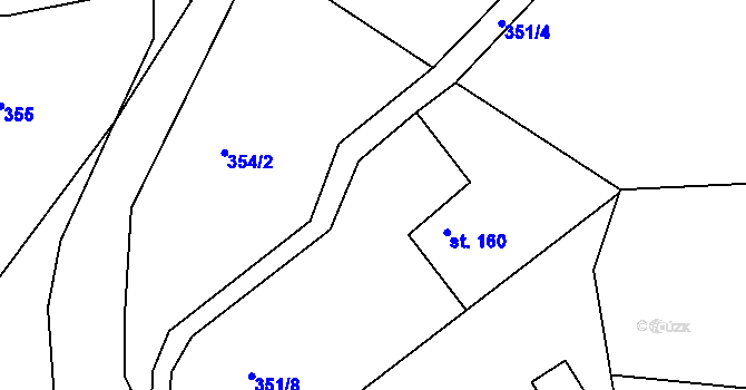 Parcela st. 354/3 v KÚ Těptín, Katastrální mapa