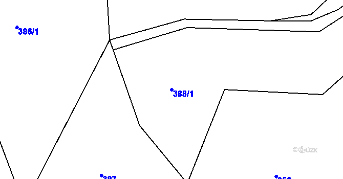 Parcela st. 388/1 v KÚ Těptín, Katastrální mapa