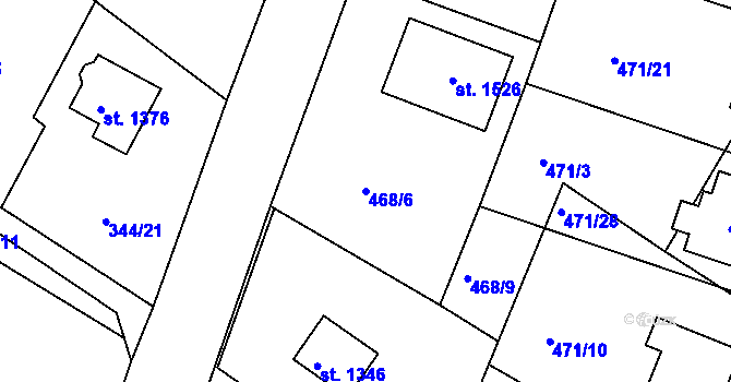 Parcela st. 468/6 v KÚ Těptín, Katastrální mapa
