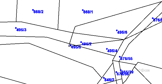 Parcela st. 495/2 v KÚ Těptín, Katastrální mapa
