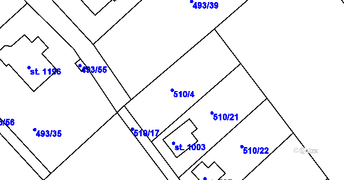Parcela st. 510/4 v KÚ Těptín, Katastrální mapa