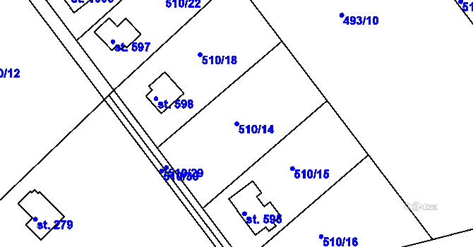 Parcela st. 510/14 v KÚ Těptín, Katastrální mapa
