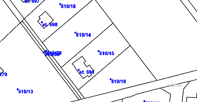 Parcela st. 510/15 v KÚ Těptín, Katastrální mapa