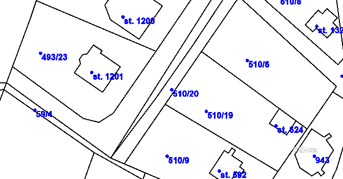 Parcela st. 510/20 v KÚ Těptín, Katastrální mapa