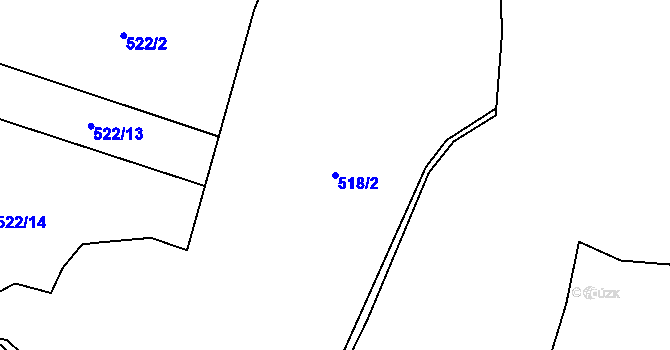 Parcela st. 518/2 v KÚ Těptín, Katastrální mapa