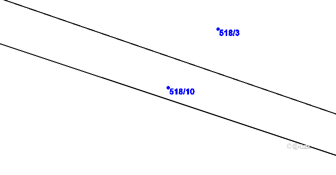 Parcela st. 518/10 v KÚ Těptín, Katastrální mapa