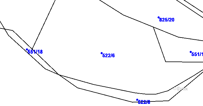 Parcela st. 522/6 v KÚ Těptín, Katastrální mapa