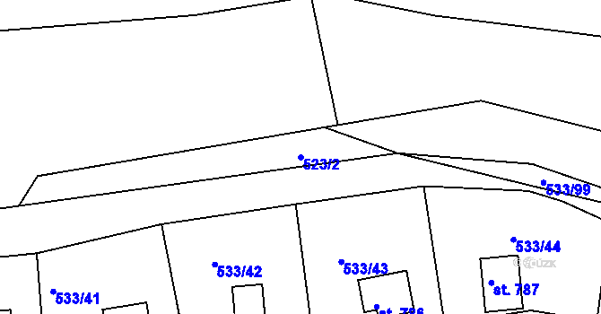 Parcela st. 523/2 v KÚ Těptín, Katastrální mapa