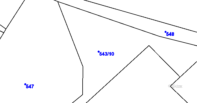 Parcela st. 543/10 v KÚ Těptín, Katastrální mapa