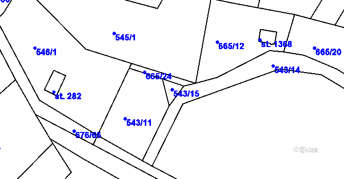 Parcela st. 543/15 v KÚ Těptín, Katastrální mapa