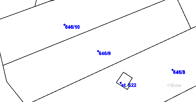 Parcela st. 646/9 v KÚ Těptín, Katastrální mapa
