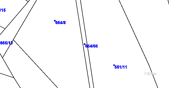 Parcela st. 654/66 v KÚ Těptín, Katastrální mapa