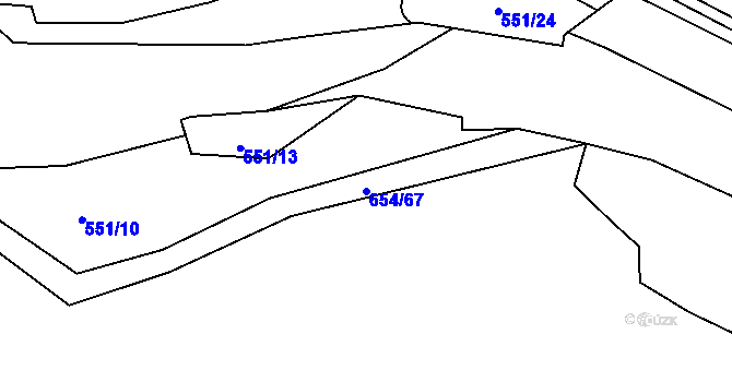 Parcela st. 654/67 v KÚ Těptín, Katastrální mapa