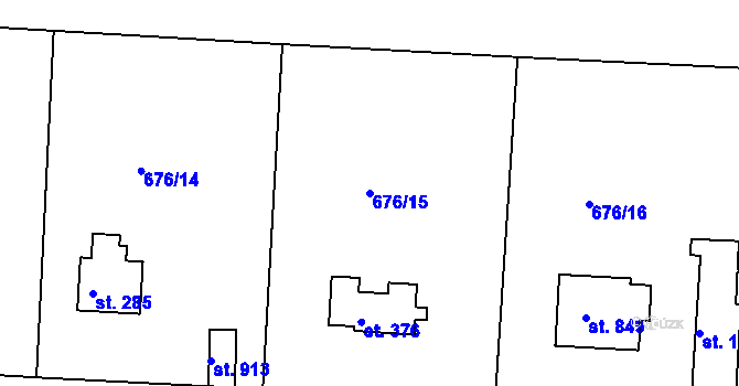 Parcela st. 676/15 v KÚ Těptín, Katastrální mapa