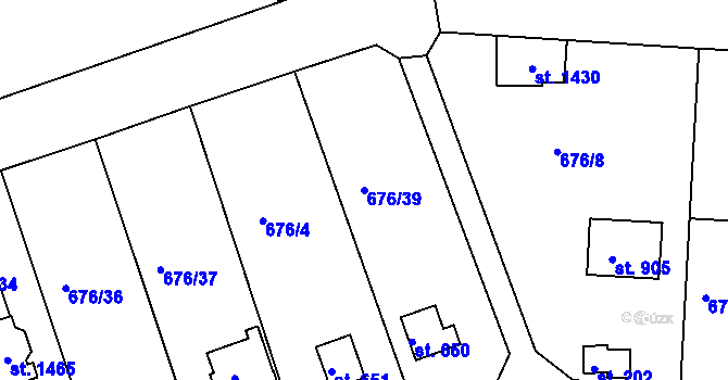 Parcela st. 676/39 v KÚ Těptín, Katastrální mapa