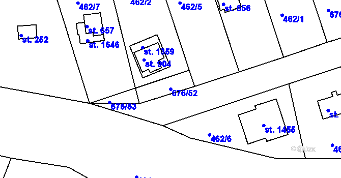 Parcela st. 676/52 v KÚ Těptín, Katastrální mapa