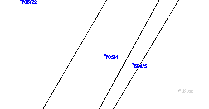 Parcela st. 705/4 v KÚ Těptín, Katastrální mapa