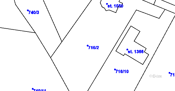 Parcela st. 716/2 v KÚ Těptín, Katastrální mapa