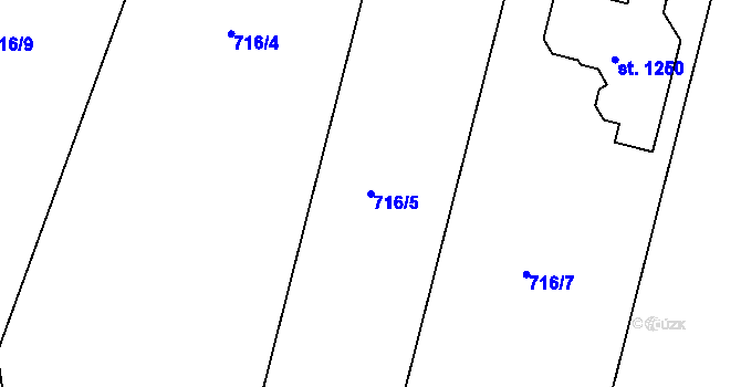 Parcela st. 716/5 v KÚ Těptín, Katastrální mapa