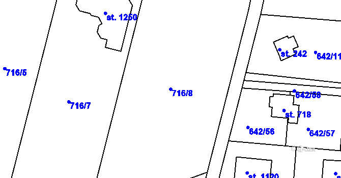 Parcela st. 716/8 v KÚ Těptín, Katastrální mapa