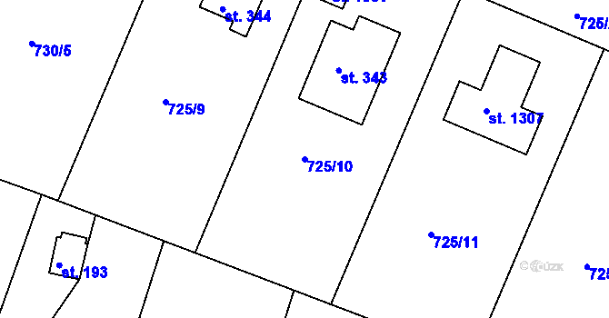 Parcela st. 725/10 v KÚ Těptín, Katastrální mapa