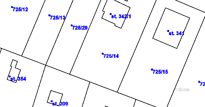 Parcela st. 725/14 v KÚ Těptín, Katastrální mapa