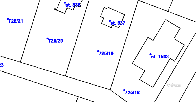 Parcela st. 725/19 v KÚ Těptín, Katastrální mapa