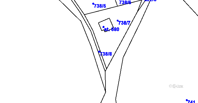 Parcela st. 738/8 v KÚ Těptín, Katastrální mapa