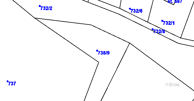 Parcela st. 738/9 v KÚ Těptín, Katastrální mapa