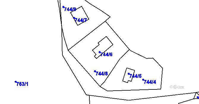 Parcela st. 744/6 v KÚ Těptín, Katastrální mapa