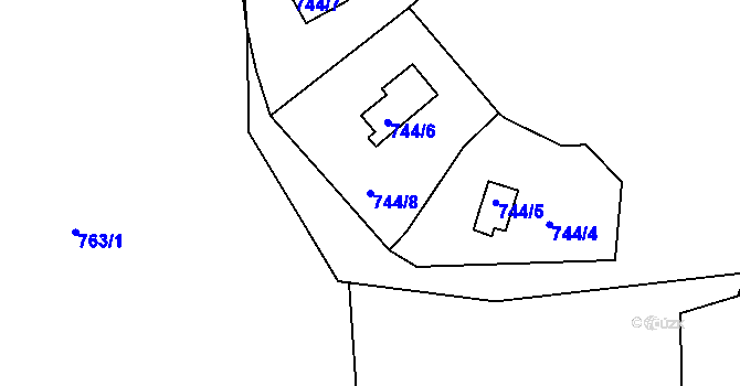 Parcela st. 744/8 v KÚ Těptín, Katastrální mapa