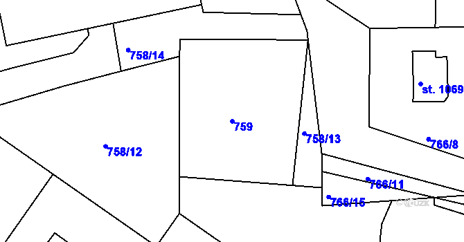 Parcela st. 759 v KÚ Těptín, Katastrální mapa