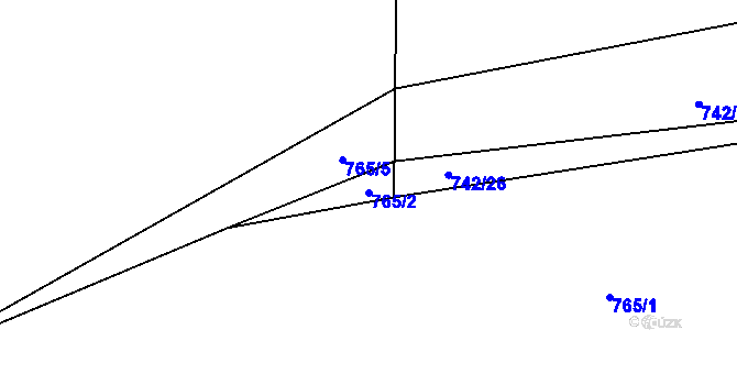 Parcela st. 765/2 v KÚ Těptín, Katastrální mapa