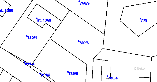 Parcela st. 780/3 v KÚ Těptín, Katastrální mapa