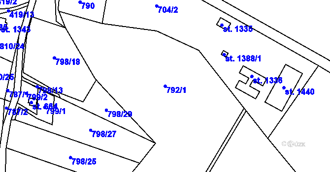 Parcela st. 792/1 v KÚ Těptín, Katastrální mapa
