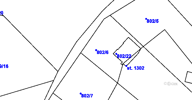 Parcela st. 802/6 v KÚ Těptín, Katastrální mapa