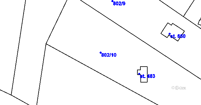 Parcela st. 802/10 v KÚ Těptín, Katastrální mapa