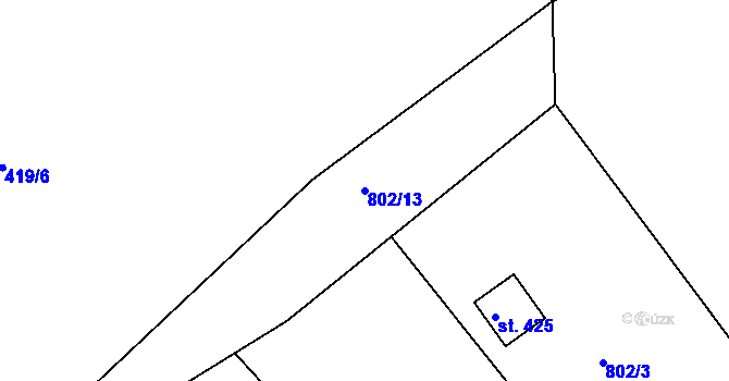 Parcela st. 802/13 v KÚ Těptín, Katastrální mapa